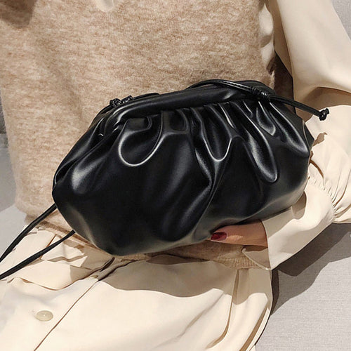 Black White PU Leather Clutch Handbag Shoulder Crossbody Bag Fashion