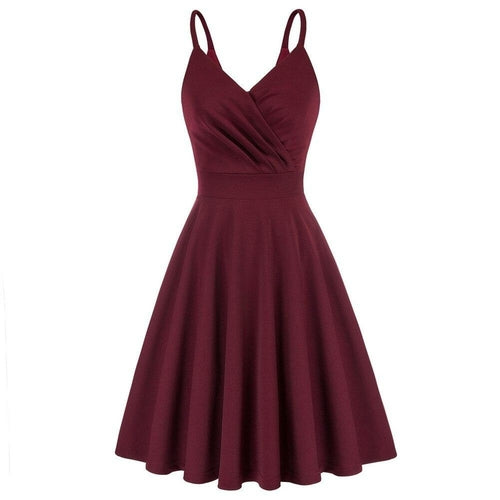 Grace Karin Women V-Neck Cami Dress Summer Sexy U-Back Pleated Bodice