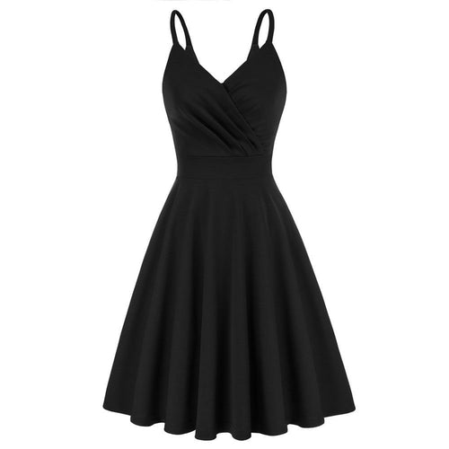 Grace Karin Women V-Neck Cami Dress Summer Sexy U-Back Pleated Bodice